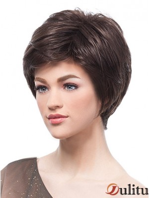 6  inchen ligne Brown Boycuts monofilament perruques