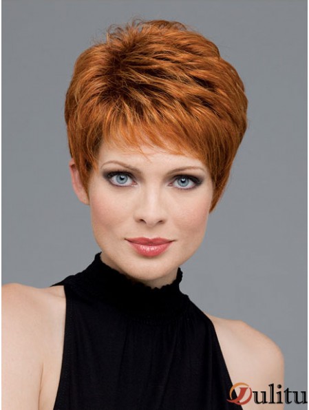 Bon Auburn recadrée ondulée Boycuts monofilament perruques