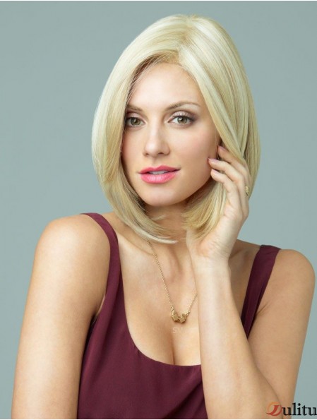 Perruques courtes blondes tendance en couches droites de 12  inch