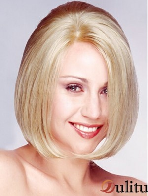 Perruques monofilament blondes sans fesses de longueur de menton de Bobs, longueur 11 pouces