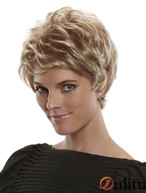Boycuts courts et droits Flexibilité blonde 100% perruques nouées à la main