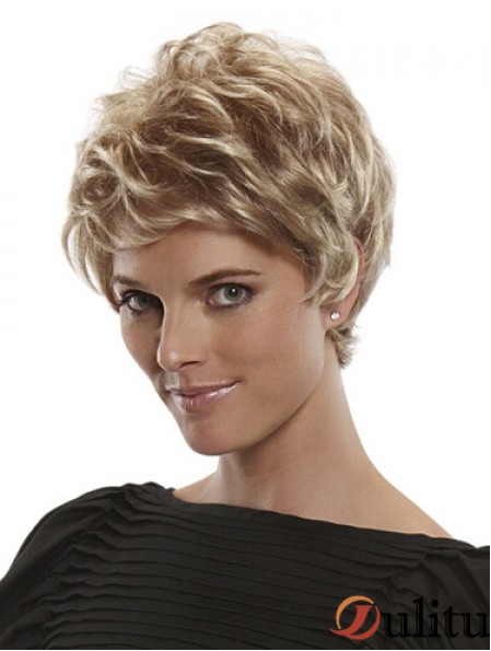 Boycuts courts et droits Flexibilité blonde 100% perruques nouées à la main