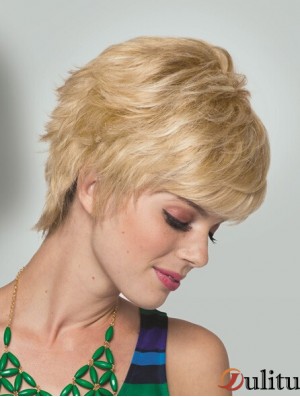 Boycuts Short Straight Blonde 5  inchperruques pratiques monofilament