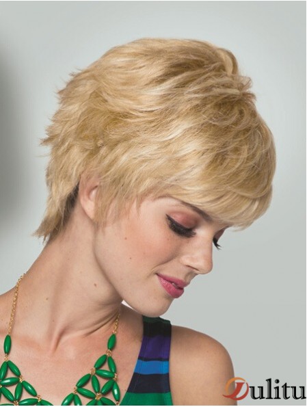 Boycuts Short Straight Blonde 5  inchperruques pratiques monofilament