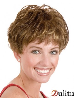 Perruques monofilament de style blonde courte droite en couches de 5  inch