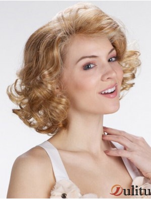 Blonde 12  inchlongueur de menton exquis bouclés perruques en dentelle classique