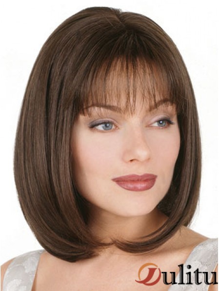 Bob droite perruque longueur de menton couleur brune bobs coupés avec capless