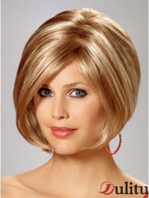Capless menton longueur droite blonde magnifique bob perruques