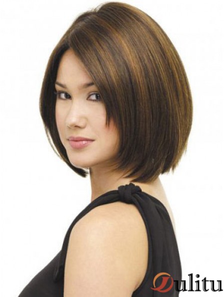 Capless menton longueur droite brun belle Bob perruques