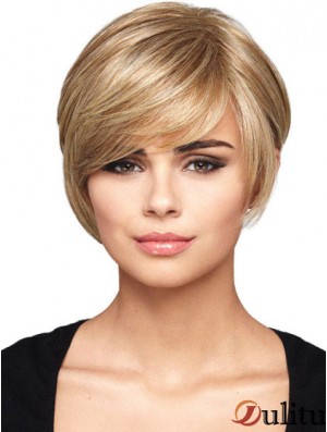 Coiffures blondes droites courtes sans bonnet Bob perruques