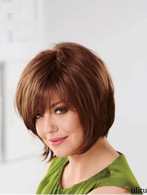 Perruques Bob Naturelles Sans Bonnet Naturel 10 cm Auburn