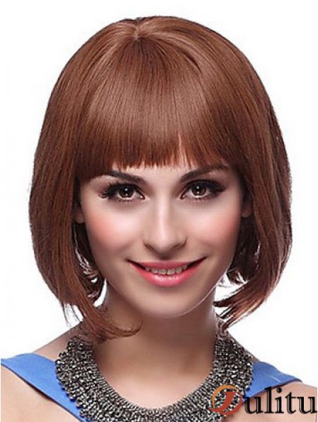 Capless menton longueur Auburn droite exquis Bob perruques