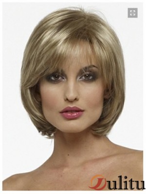 Capless menton longueur droite blonde mode bob perruques