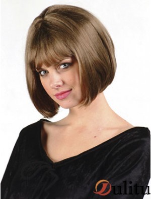 Capless menton longueur droite brun pas cher Bob perruques
