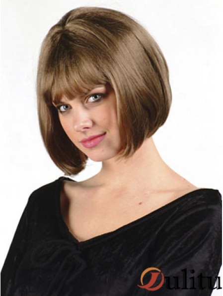 Capless menton longueur droite brun pas cher Bob perruques