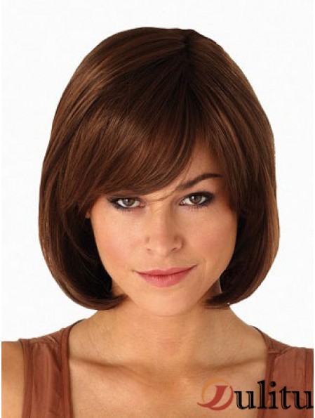 Capless menton longueur droite Auburn Bob moderne perruques