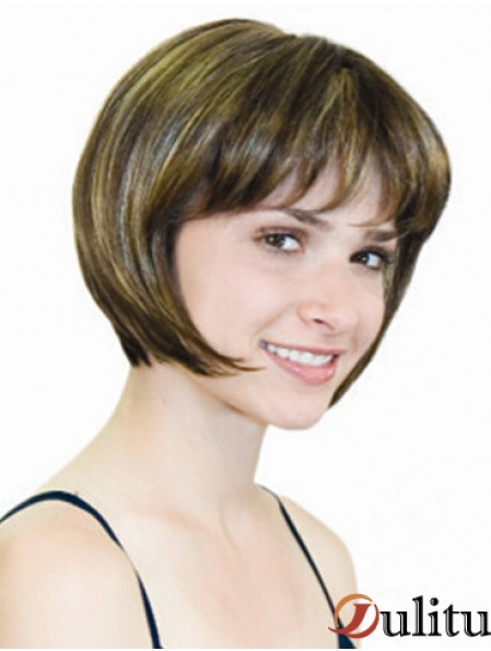 Perruques Bob pratiques de longueur de menton droit blonde 10 pouces monofilament