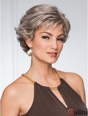 Capless Curly Cropped 5 pouces gris perruques