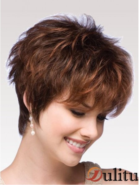 Auburn Perruque Boycuts Auburn Couleur Courte Longueur Style Ondulé