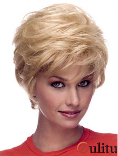 Perruques Cheveux Humains Couleur Blonde Longueur Courte Coupe Couches