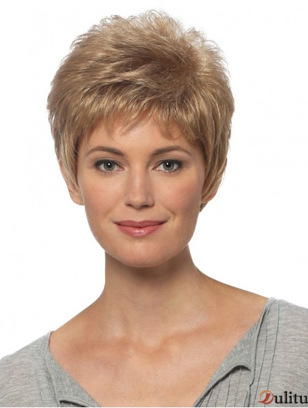 Perruques Cheveux Courts Couleur Blonde Longueur Courte Style Droite
