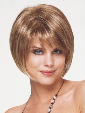 Bob synthétique perruque courte couleur blonde style droit avec capless