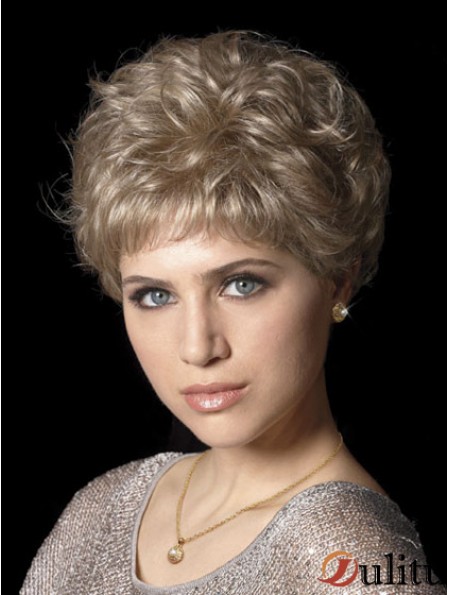 Perruques de cheveux avec des coupes synthétiques de longueur ondulée de style ondulé sans capuchon