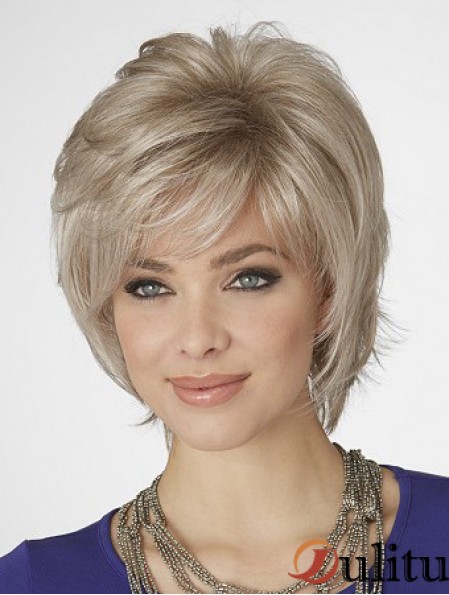 Perruques Blonde Bob avec longueur de menton capless style ondulé