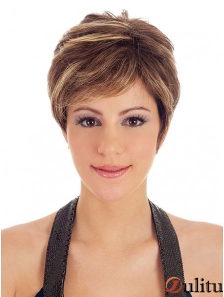 Boycuts Straight Brown Capless Trendy perruques courtes