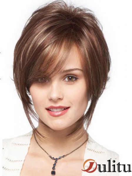 Bobs Wavy Brown capless conçu perruques courtes