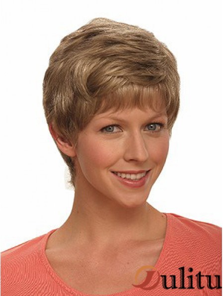 Boycuts Wavy Brown Capless Incroyable Perruques Courtes
