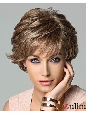 9,5 pouces Amazing Wavy Layered Brown Short Wigs