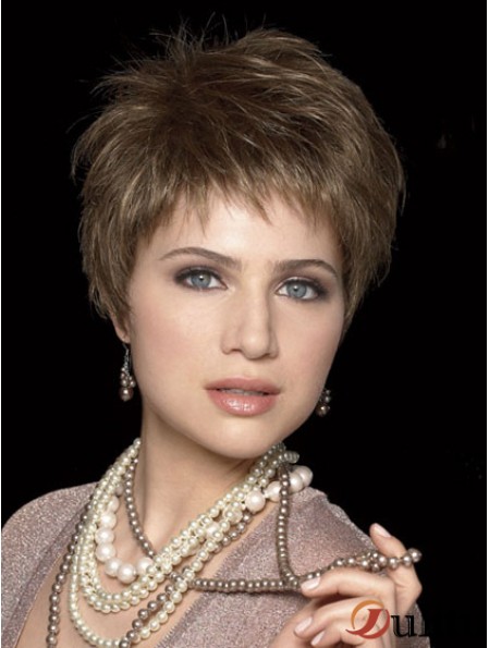 Boycuts Straight Brown Capless Style Perruques courtes