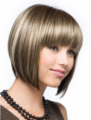 Bobs Straight Brown capless perruques courtes abordables