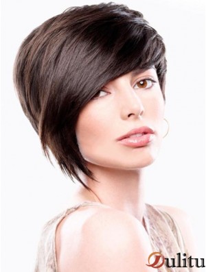 Bobs Straight Brown Capless perruques courtes élégantes