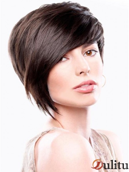 Bobs Straight Brown Capless perruques courtes élégantes