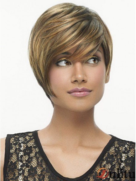 Bobs Straight Brown Capless perruques courtes de haute qualité