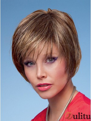 Bobs Straight Brown Capless Fashion perruques courtes