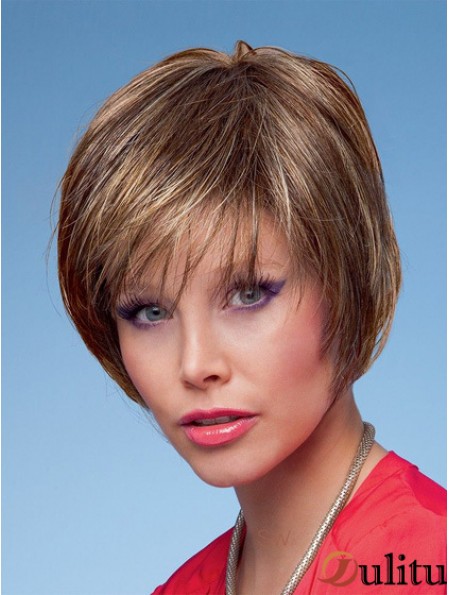 Bobs Straight Brown Capless Fashion perruques courtes
