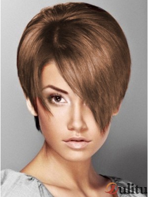 Boycuts Straight Brown Capless Soft perruques courtes