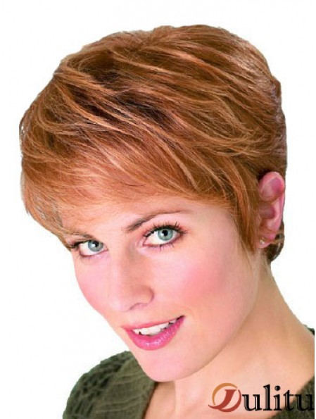 Straight Boycuts Cropped Perfect Auburn Perruques synthétiques