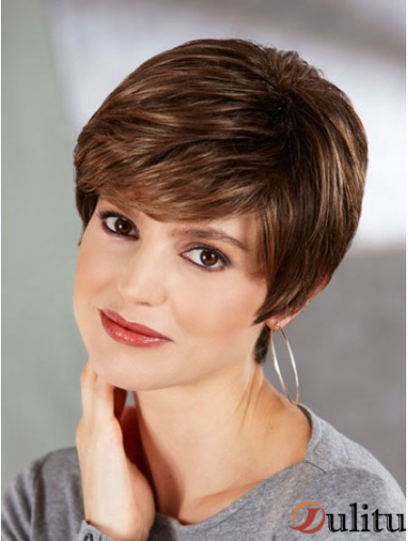 Boycuts Straight Brown Capless Perfect Perruques Courtes