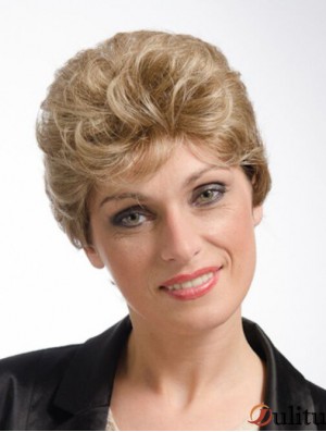 Curly Blonde Amazing Short Perruques Classiques