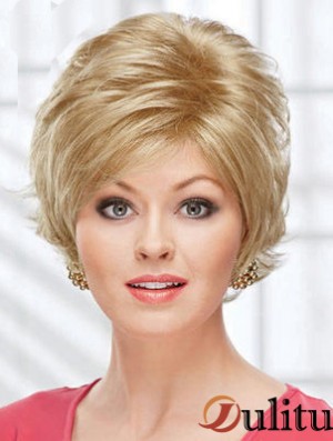 8  inchbelles perruques courtes blondes ondulées en couches
