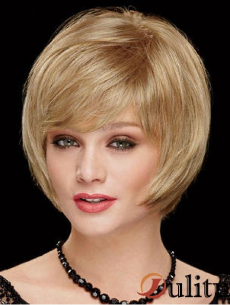 Longueur de menton Bobs 8 pouces droite blonde perruques moyennes