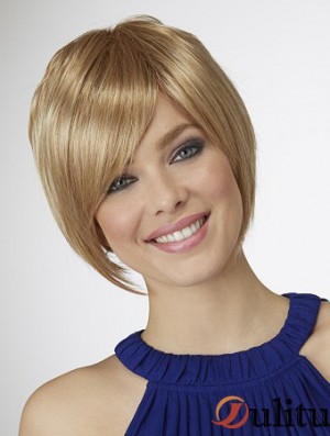 Longueur du menton Bobs 10  inchPerruques blondes droites moyennes