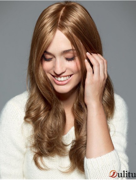 Perruque blonde avec une longueur ondulée synthétique capless