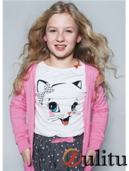 Perruques pour enfants à vendre couleur blonde 100% style ondulé attaché à la main