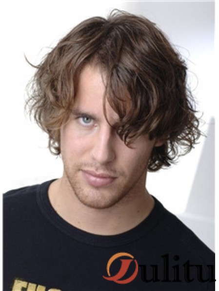 Perruques de cheveux humains pour hommes bruns noués à la main 100% UK