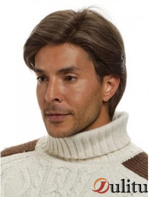 perruque de cheveux humains marron pour hommes